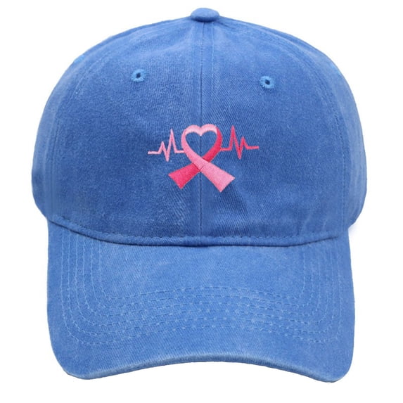AJGRHE Unisex Cancer Awareness Ribbon Embroidered Baseball Caps Outdoor Sports Hats Hop Letter Adjustable Daily Wear Sky Blue One Size