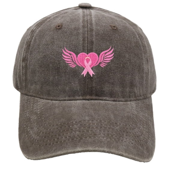 AJGRHE Unisex Cancer Awareness Ribbon Embroidered Baseball Caps Outdoor Sports Hop Hats Daily Wear Adjustable Coffee One Size