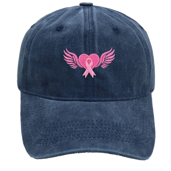 AJGRHE Unisex Cancer Awareness Ribbon Embroidered Baseball Caps Outdoor Sports Hop Hats Daily Wear Adjustable Navy One Size