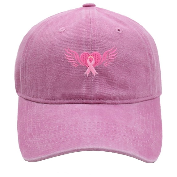 AJGRHE Unisex Cancer Awareness Ribbon Embroidered Baseball Caps Outdoor Sports Hop Hats Daily Wear Adjustable Pink One Size