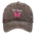 thumbnail image 1 of AJGRHE Unisex Cancer International Publicity Day Ribbon Embroidered Baseball Hats Outdoor Sports Hop Adjustable Denim Cap Coffee One Size, 1 of 4