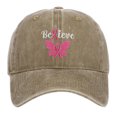 thumbnail image 1 of AJGRHE Unisex Cancer International Publicity Day Ribbon Embroidered Baseball Hats Outdoor Sports Hop Adjustable Denim Cap Khaki One Size, 1 of 3