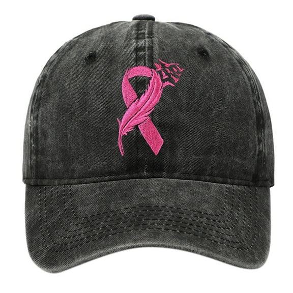 AJGRHE Unisex Cancer Publicity Ribbon Embroidered Baseball Caps Outdoor Sports Hop Denim Washed Hats Adjustable Daily Leisure Black One Size