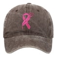 thumbnail image 1 of AJGRHE Unisex Cancer Publicity Ribbon Embroidered Baseball Caps Outdoor Sports Hop Denim Washed Hats Adjustable Daily Leisure Coffee One Size, 1 of 4