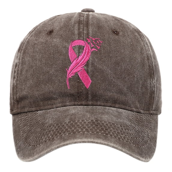 AJGRHE Unisex Cancer Publicity Ribbon Embroidered Baseball Caps Outdoor Sports Hop Denim Washed Hats Adjustable Daily Leisure Coffee One Size