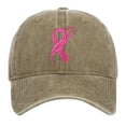 thumbnail image 1 of AJGRHE Unisex Cancer Publicity Ribbon Embroidered Baseball Caps Outdoor Sports Hop Denim Washed Hats Adjustable Daily Leisure Khaki One Size, 1 of 4