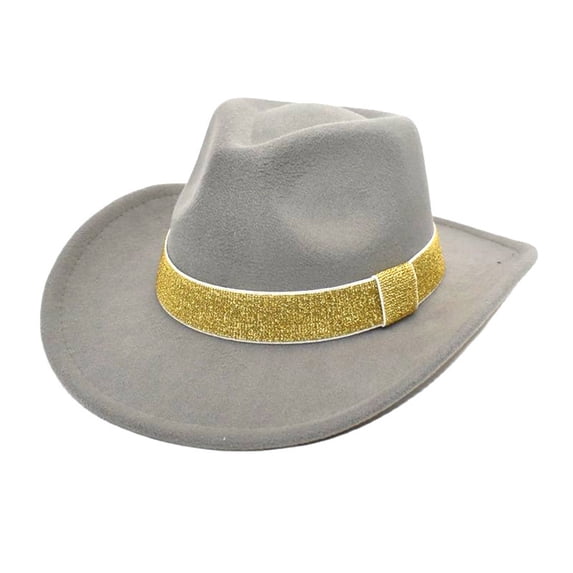 AJGRHE Unisex Cowboy Wool Fedora Hat with Brim and Adjustable Size for Men Women Grey M