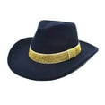 thumbnail image 1 of AJGRHE Unisex Cowboy Wool Fedora Hat with Brim and Adjustable Size for Men Women Navy M, 1 of 2