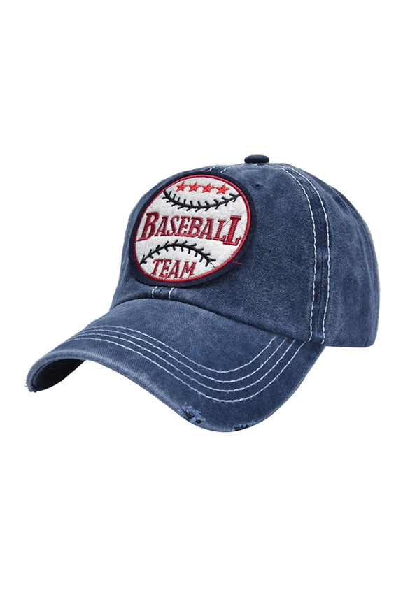 Unisex Distressed Twill Baseball Cap Ponytail Friendly Visor with Design D A