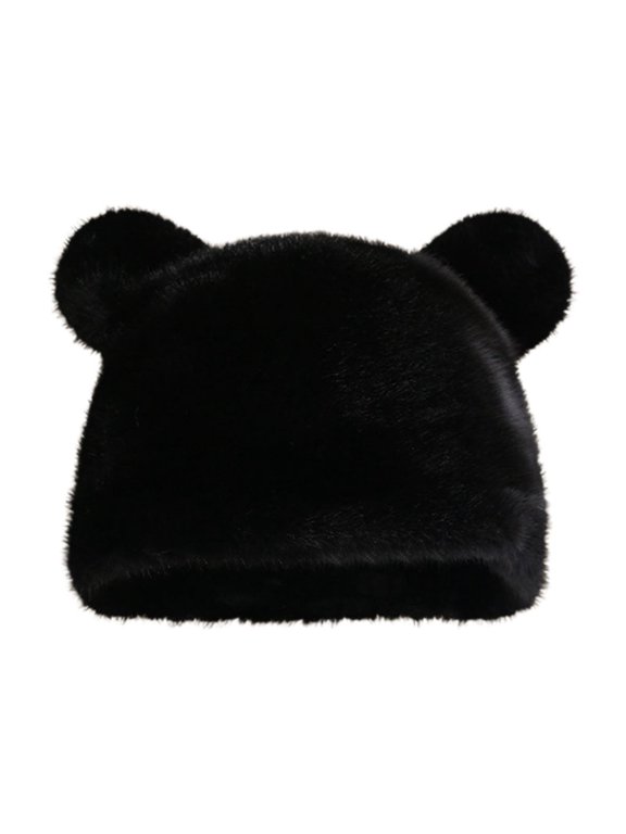 Warm Lined Hat With Bear Ears For Fall And Winter Thickened Fisherman Cap For Enhanced Comfort And Style Black One Size