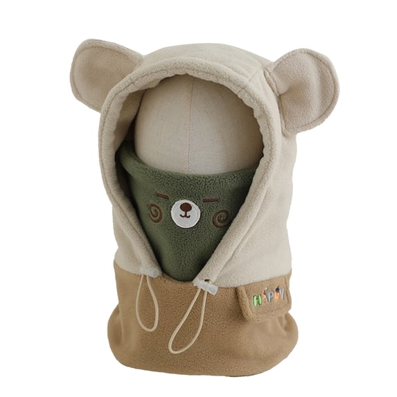 AJGRHE Warm Winter Hats For Kid Hat+Scarf Two Piece Set Beige 3-10 Years