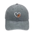 thumbnail image 1 of AJGRHE Washed Baseball Cap With Embroidered Heart Football Design Unisex Adjustable Sports Sun Hat For Grey One Size, 1 of 3