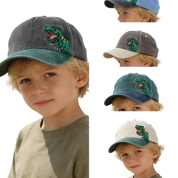 AJGRHE Washed Kids Baseball Cap Cartoon Adjustable Toddler Hat For Boys Girls Autumn Casual Outdoor Black 2-8 Years