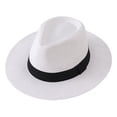 thumbnail image 1 of AJGRHE Western Cowboy & Cowgirl Hat Felt Wide Brim Women Men Summer Straw Cowboy Hat Wide Brim Breathable Sun Fedora Panama For Outdoor Travel Fishing Gardening White1 One Size, 1 of 3