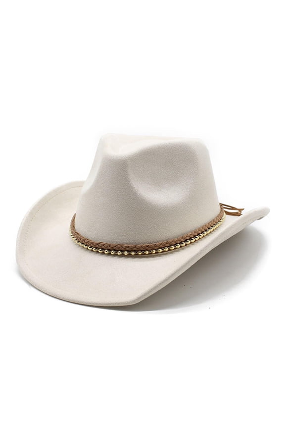 Western Cowboy Hat for Women Men Small Short Wide Brim Beach Cowgirls Cattleman Cowboys Hats White One Size