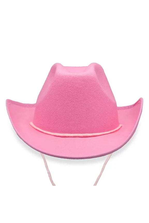 Western Cowboy Hat with White Wraparound Design for Ranch Style Pink One Size