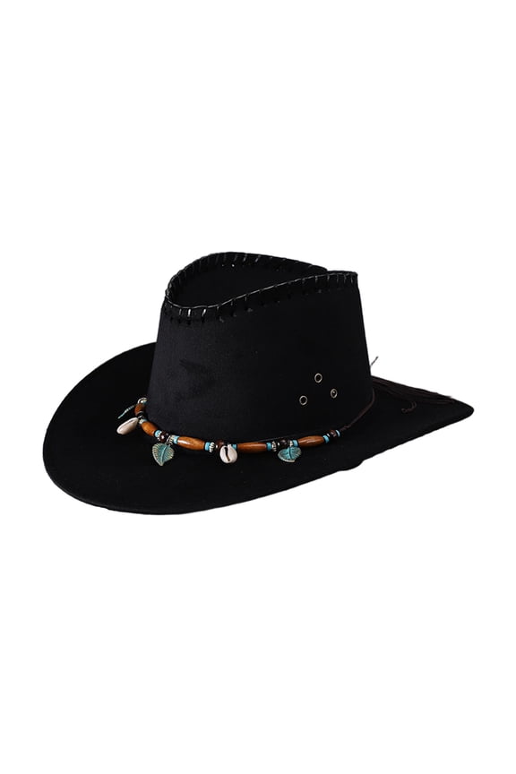 Western Denim Curved High Hat Wool Brim Hat Style British Jazz Hat Men And Women Black One Size