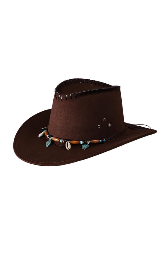 Western Denim Curved High Hat Wool Brim Hat Style British Jazz Hat Men And Women Coffee One Size