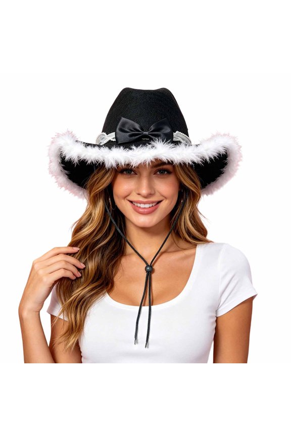 Western Girl Theme For Party Performances And Outdoor Events Casual Style Hat Black One Size