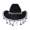 thumbnail image 1 of AJGRHE Western Hats for Women Men Sparkly Cowgirl Hat Wide Brim Felt Cowboy Hats Disco Party Music Hat Black One Size, 1 of 2