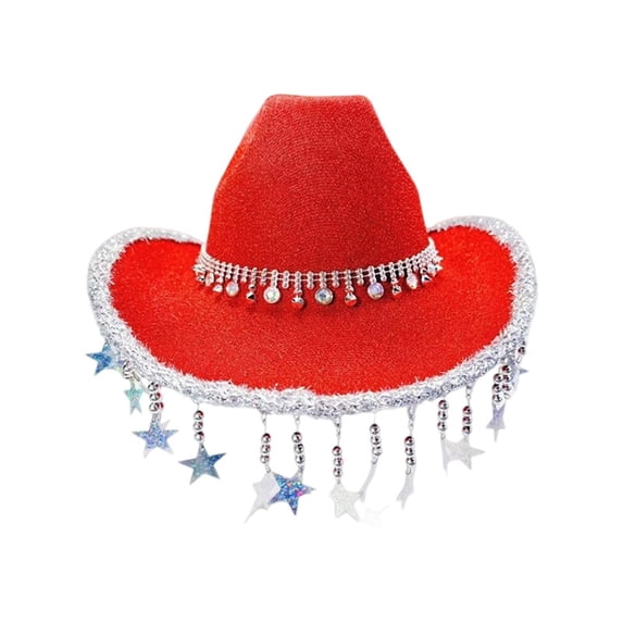 AJGRHE Western Hats for Women Men Sparkly Cowgirl Hat Wide Brim Felt Cowboy Hats Disco Party Music Hat RD1 One Size