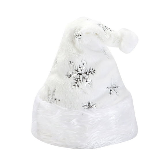 AJGRHE White Santa Bucket Hat With Gold Silver Sequins Snowflake Embroidery For Adults Silver One Size