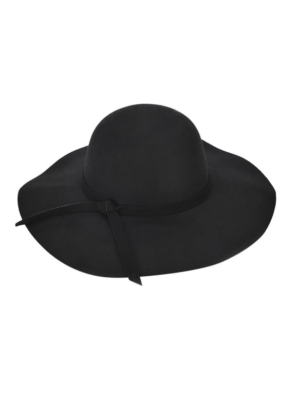 Wide Wool Sun Beach Cap Floppy Hat Summer Ladies Bowler Fashion Baseball Caps Black One Size
