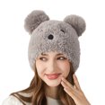 thumbnail image 1 of AJGRHE Winter Cute Knit Hat With Bear Ears Ear For Girls Cozy Warm Cold Weather Grey M, 1 of 3