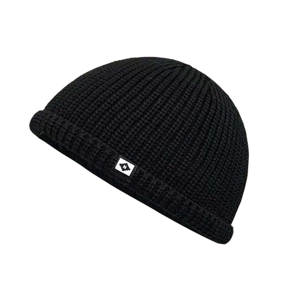 AJGRHE Winter Fisherman Beanie Hat for Men Short Soft Stretch Sailor Winter Warm Watch Knitted Skullcap Black One Size