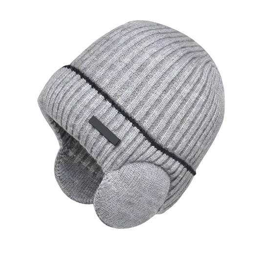 AJGRHE Winter Line Beanie Knit Hats with Ear Flaps for Men Women,Warm Thermal Stocking Caps for Outdoor Cold Weather Light Gray One Size