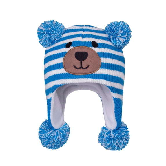 AJGRHE Winter Kids Hat Bear Ears Soft Knit Warm Lined Thermal Cap Cold Weather Boys Girls Blue 0-1 Years