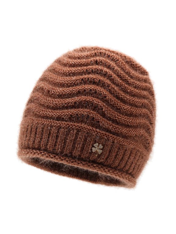 Winter Knit Hat With Adorable Cat Ears Warm Lined For Outdoor Cold Weather Daily Casual Cap Coffee One Size