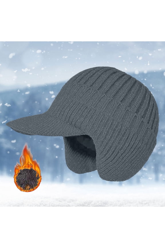 Winter Thermal Knit Ear Hat For Extreme Cold Weather Lined Windproof Outdoor Ski Trapper Cap Adults Grey One Size