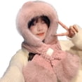 thumbnail image 1 of AJGRHE Winter Warm Hat And Scarf Thickened Earflap Cap For Cold Weather Light Pink2 One Size, 1 of 3