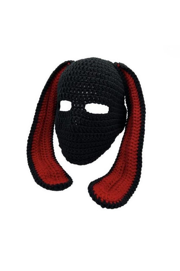 Winter Warm Knitted Hat With Rabbit Ears For Adults Cold Weather Outdoor Activities Hot Pink One Size