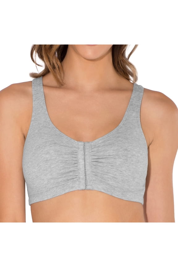Women Adjustable Strap Bra Comfort Front Closure Bra Supportive Wireless Design Adjustable Wide Straps Full Coverage Soft Cup XXL Grey
