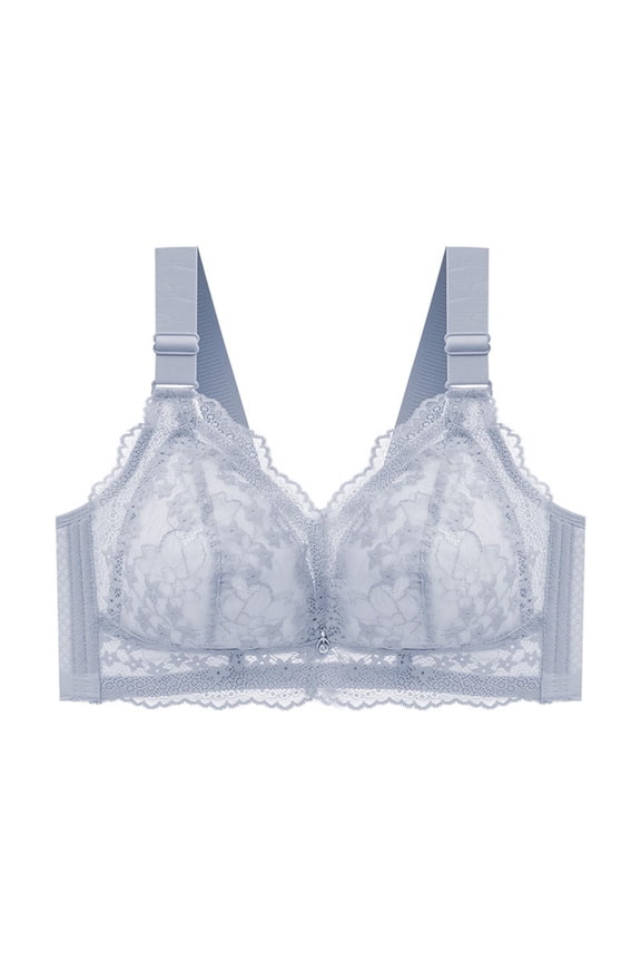 Women Adjustable Strap BraPattern Comfort Bra with Wide Supportive Straps and Ribless Design for All-Day Wear A Blue