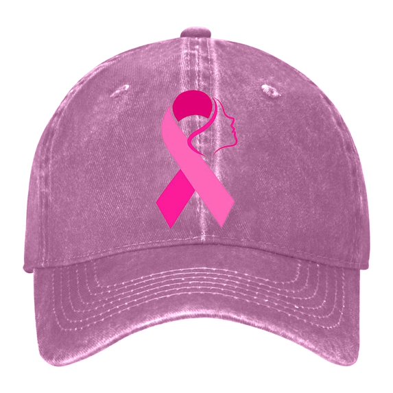 AJGRHE Women Cancer Awareness Month Printed Washed Baseball Cap Outdoor Sports Hat Pink One Size
