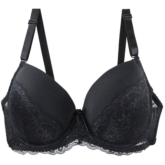 AJGRHE Women Comfort Fit Bra Women's Lace Underwire Bra with Shaping Cups and Adjustable Support for Full Coverage Comfort 80E Black