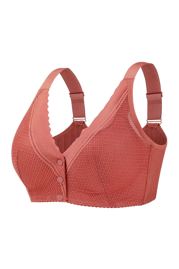 Women Daily Comfort Bra Supportive Lace Front Closure Bra Adjustable Wide Straps Full Coverage Comfort for Mature Figures 42 Brown