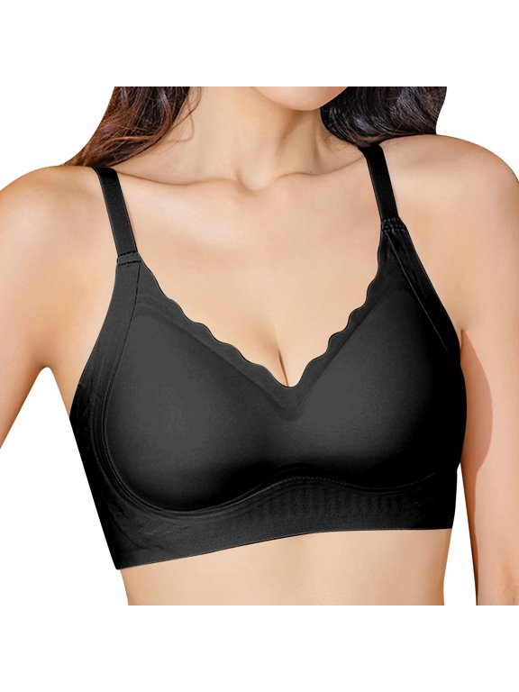Women Daily Wear BraSeamless Jelly Lift Bra for Women Fixed Cup Push Up Underwire Support Enhancer M Black