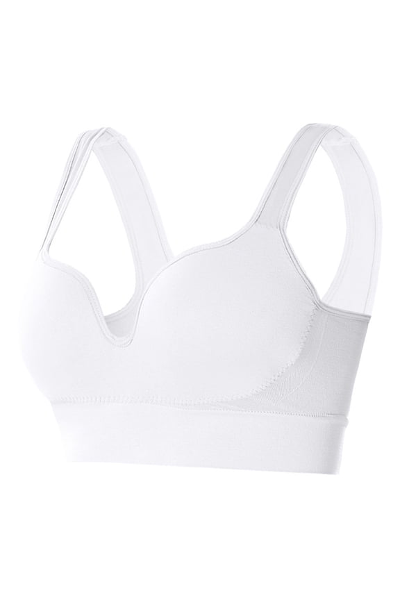 Women Everyday Wear Solid Bra Casual Button Down Comfort Bra Soft Breathable Everyday Wear Seamless Support L White