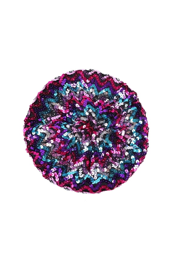 Women Fashion Sparkling Sequins Beret Colorful Cap Nightclub Dress Hat One Size