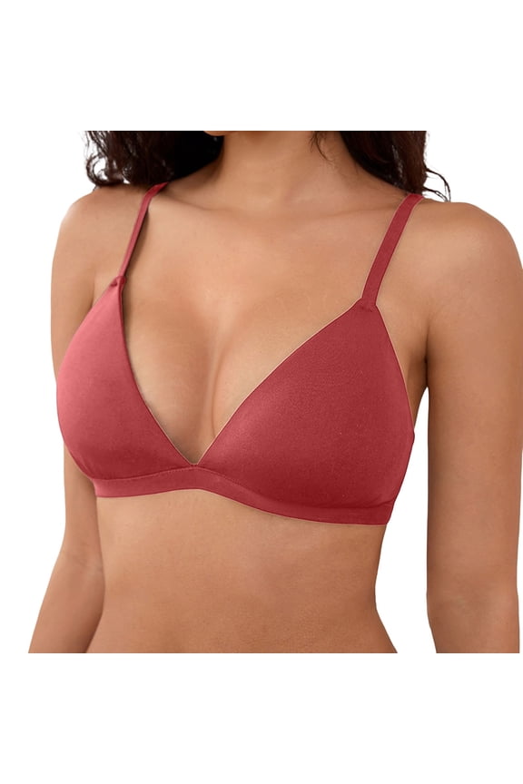 Women Full Coverage Wireless Bra Wireless Triangle Bralette Unlined Seamless Comfortable Everyday Bra for Women S Watermelon Red