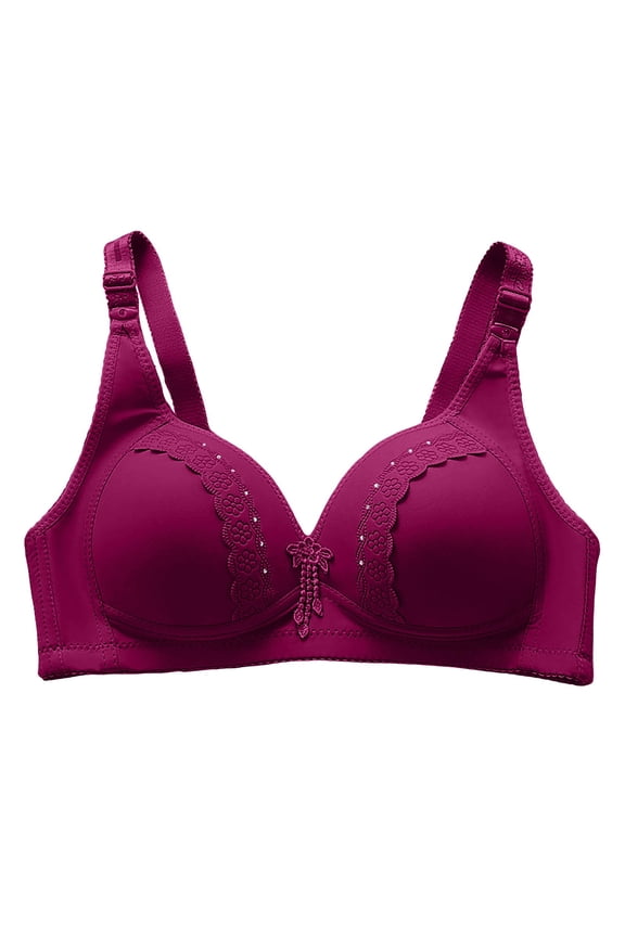 Women High Support Solid Bra French Full Figure Bra for Women Seamless Lift Support Comfort Everyday Lingerie C Hot Pink