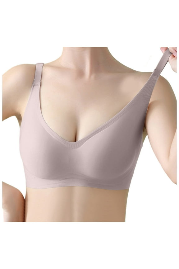 Women High Support Solid Bra Seamless Push Up Bra Adjustable Sports Support Latex Jelly Comfort No Underwire Design L Purple