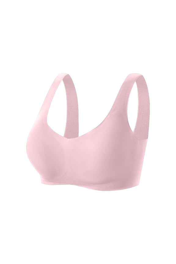 Women Light Support Bra Women's Seamless Post- Bra Comfortable Padded Prosthetic Inserts for Support and Recovery XL Pink