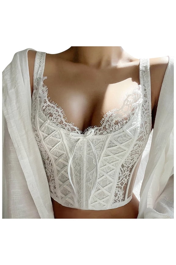 Women Lightly Padded Solid Bra Body Shaping Casual Vest Bra for Back Support and Enhanced L White