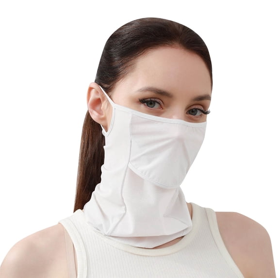 AJGRHE Women Men UPF 50+ Lightweight Breathable Sun Protective Scarf Ice Silk Outdoor Sports Neck Gaiter Face for Summer Hiking Running Travel White