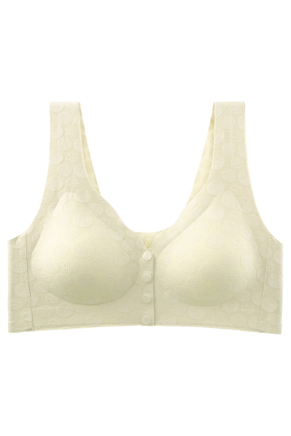 Women Moisture Wicking Solid Bra Front Closure Underwire Bra with Shaping Cups and Adjustable Shoulder Straps for Enhanced Support and Comfort L Beige